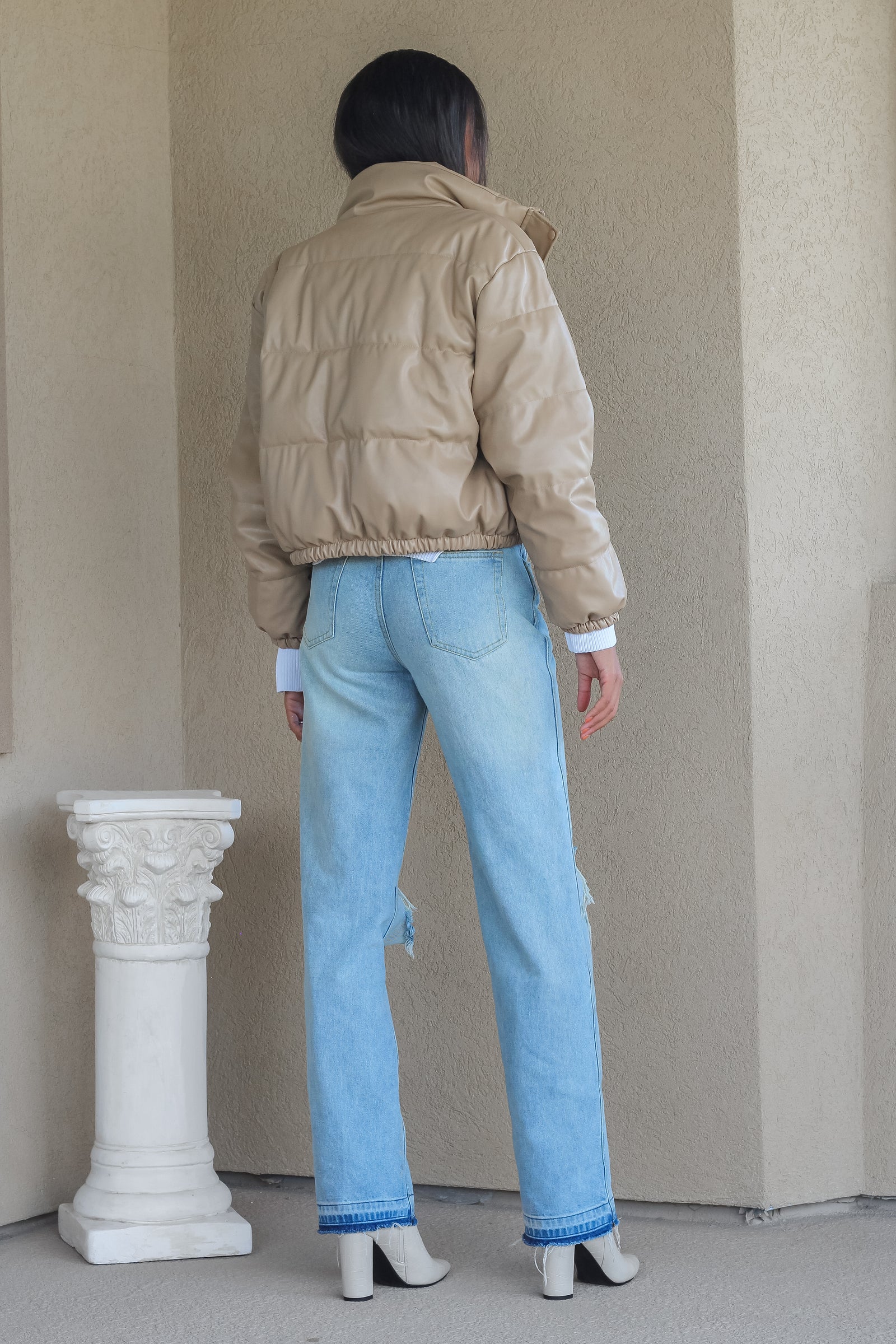 Western Midi Bubble Puffer Jacket - White | Levi's® US